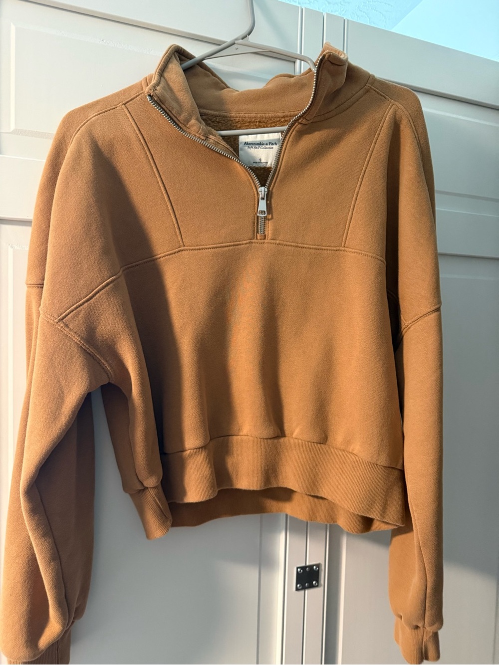 Abercrombie & Fitch Women's Half-Zip Pullover Sweatshirt - Camel Brown